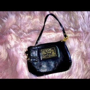 Coach Black patent wristlet